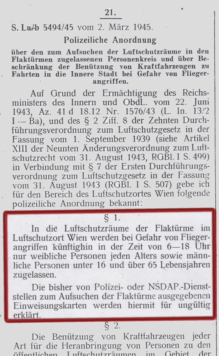 Ausstellungsstück Polizeiliche Anordnung