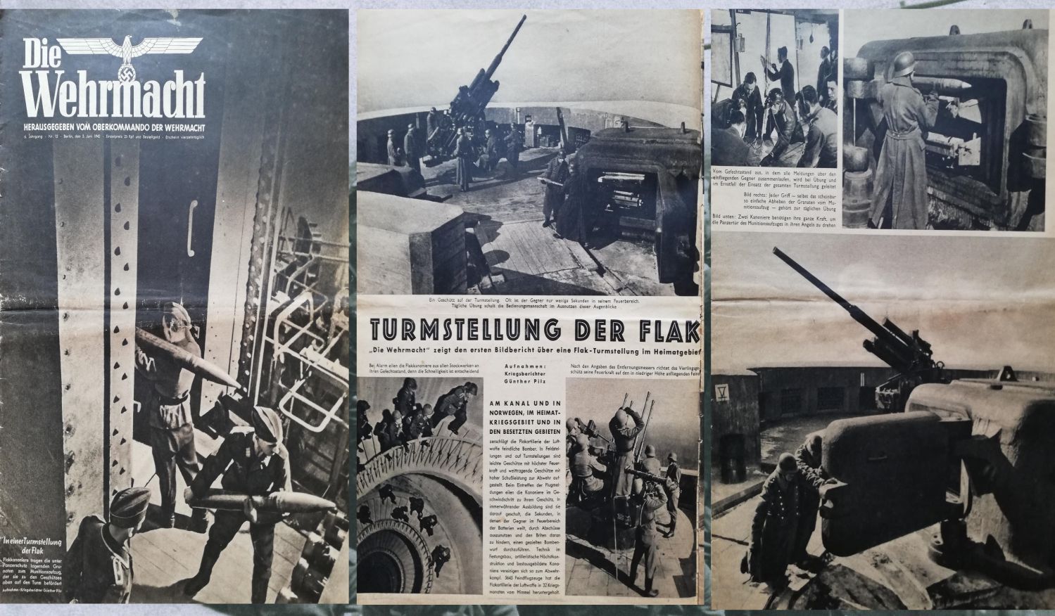 Ausstellungsstück periodischen Zeitschrift Die Wehrmacht mit Fotos von den Flaktürmen